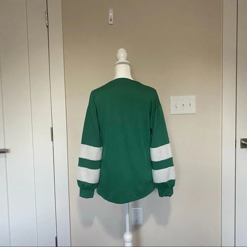 Joyland Green Christmas Holiday Pullover Sweater “Jingle Squad” With Real Bells - Picture 4 of 12